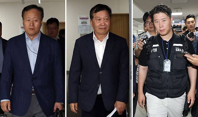 삼성전자 사측 대표교섭위원인 여명구 DS(반도체)부문 피플팀장, 조정위원을 맡은 박수근 중앙노동위원회 위원장, 최승호 삼성그룹 초기업노동조합 삼성전자지부 위원장(왼쪽부터). 뉴시스·연합뉴스]