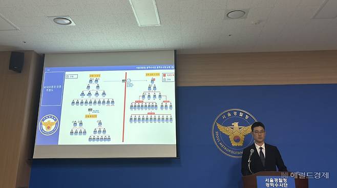 20일 박구락 서울경찰청 광역수사단 광역범죄수사대 6계장이 브리핑을 진행하는 모습. 정주원 기자