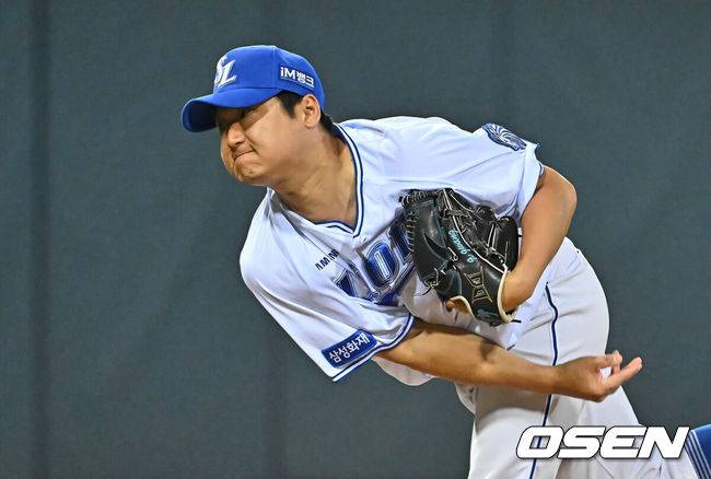 [OSEN=포항, 이석우 기자] 19일 포항야구장에서 2026 신한 SOL KBO 리그 삼성 라이온즈와 KT 위즈의 경기가 열렸다. 홈팀 삼성은 원태인이, 방문팀 KT는 보쉴리가 선발 출전했다. 삼성 라이온즈 최지광이 역투하고 있다. 2026.05.19 / foto0307@osen.co.kr
