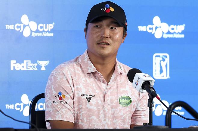 이경훈이 19일(현지 시간) 미국 텍사스주 매키니의 TPC 크레이그 랜치에서 열린 더 CJ컵 바이런 넬슨 기자회견에서 질문에 답하고 있다. 사진 제공=CJ그룹