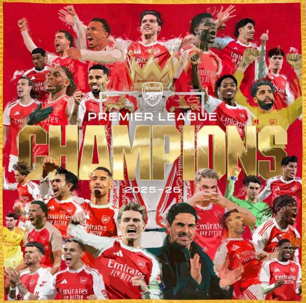아스널의 2025~2026 EPL 우승 기념 포스터. /사진=아스널 공식 SNS 갈무리