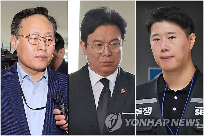 중재자로 나서는 김영훈 고용노동부 장관(가운데)과 삼성전자 노사 [공동취재·연합뉴스 자료사진. 재판매 및 DB 금지]