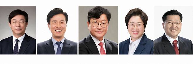 왼쪽부터 맹수석, 성광진, 오석진, 정상신, 진동규 후보.
