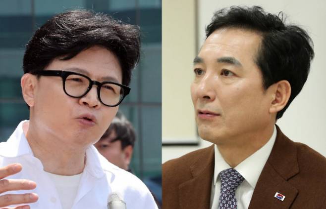 부산 북구갑 국회의원 재보궐선거에 출마한 무소속 한동훈 후보(왼쪽), 국민의힘 박민식 후보(오른쪽). /사진=뉴시스·머니투데이