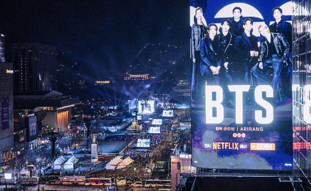 지난 3월 21일 서울 광화문 관장에서 열린 'BTS 컴백 라이브: 아리랑'(BTS THE COMEBACK LIVE|ARIRANG). 연합뉴스