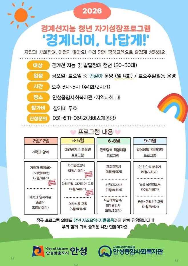 안성종합사회복지관 경계선 지능 청년들을 위한 맞춤형 평생교육 지원사업 포스터. 사진=안성시청