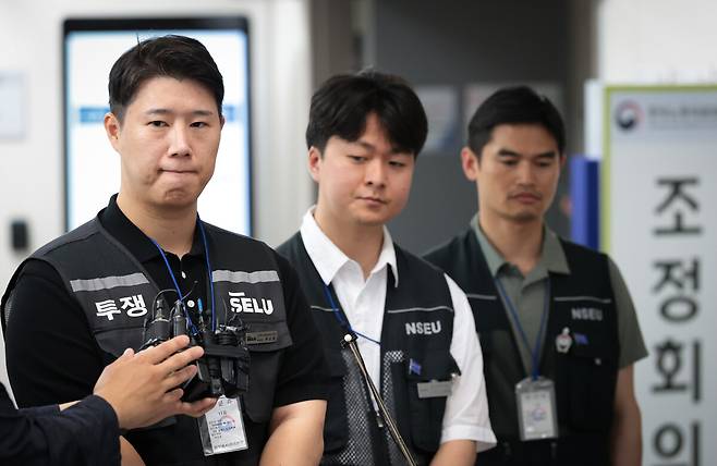 질문받는 삼성그룹 초기업노동조합 삼성전자지부 최승호 위원장. 연합뉴스