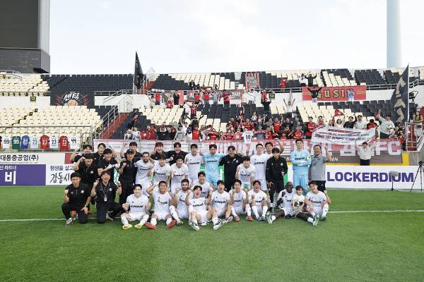 김해FC2008이 지난 23일 전남 드래곤즈 상대로 1-0 승리하며 K리그2 첫승을 신고했다. 김해FC 제공