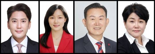 왼쪽부터 이민석 1선거구 후보, 이효원 2선거구 후보. 한일용 3선거구 후보, 한정민 4선거구 후보./사진=중앙선관위원회