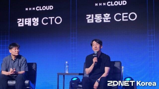 김동훈 NHN클라우드 대표(오른쪽)가 기자 질의에 답변하고 있다. (사진=지디넷코리아)