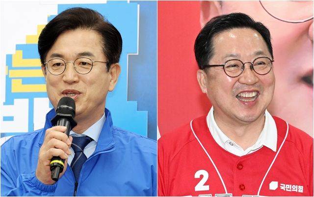 대전시장 선거에 출마한 더불어민주당 허태정(왼쪽)·국민의힘 이장우 후보 ⓒ데일리안 홍금표 기자·뉴시스