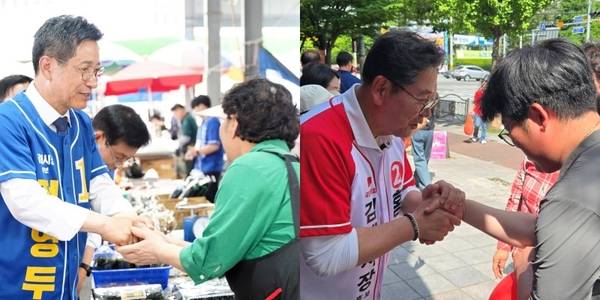 김해시장 선거 더불어민주당 정영두, 국민의힘 홍태용 후보. /각 후보 캠프