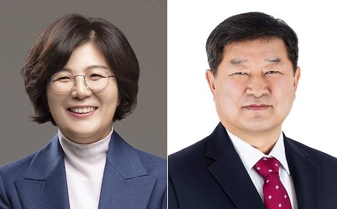 (왼쪽부터) 민주당 김보라 후보, 국민의 힘 김장연 안성시장 후보