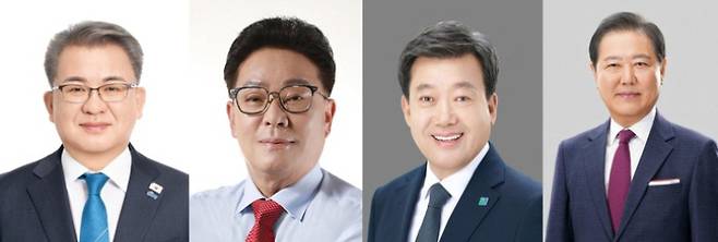 울릉군수에 출마한 더불어민주당 정성환(왼쪽부터) 후보, 국민의힘 김병수 후보, 무소속 남한권 후보, 무소속 남진복 후보. 선관위 제공
