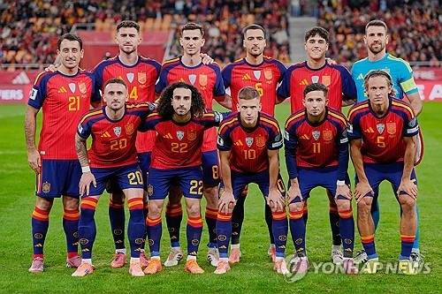 ▲ 2026 북중미 월드컵 유럽 예선 튀르키예와 경기에 나섰던 스페인 축구 국가대표. [AP=연합뉴스 자료사진]