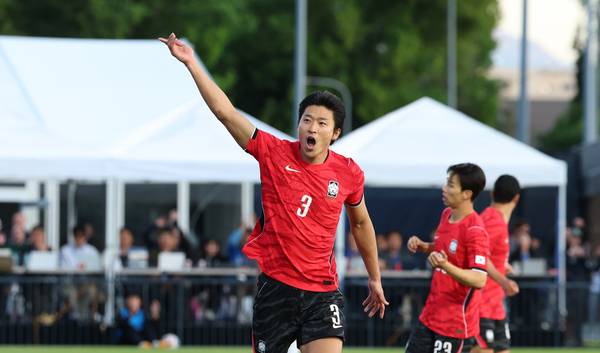 31일(한국시간) 미국 유타주 프로보에 위치한 브리검영대 사우스필드에서 열린 대한민국과 트리니다드 토바고의 평가전에서 한국 조규성이 골을 성공시킨 뒤 기뻐하고 있다. 2026.5.31 /프로보[미국 유타주]=연합뉴스