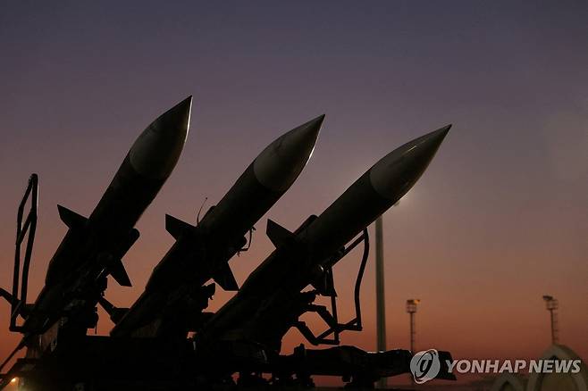 이란 테헤란에 전시된 미사일 [로이터=연합뉴스 자료사진. 재판매 및 DB 금지/West Asia News Agency 제공]