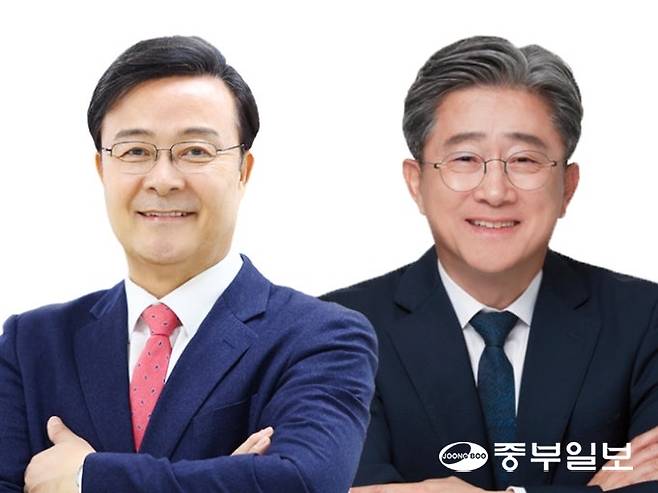 김성제 국힘 의왕시장 후보(왼쪽)와 정순욱 민주당 군포시장 후보. 사진=김성제, 정순욱 선거캠프&nbsp;