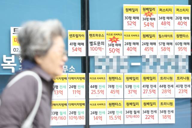 서울의 한 부동산중개업소 앞에 붙은 매물 안내문. [연합뉴스 제공]