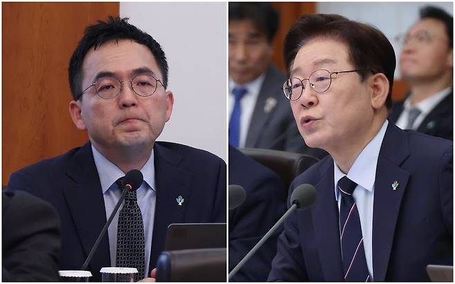 구자현 검찰총장 직무대행(왼쪽)이 2일 청와대에서 열린 국무회의에서 이재명 대통령의 발언을 듣고 있다. /뉴시스