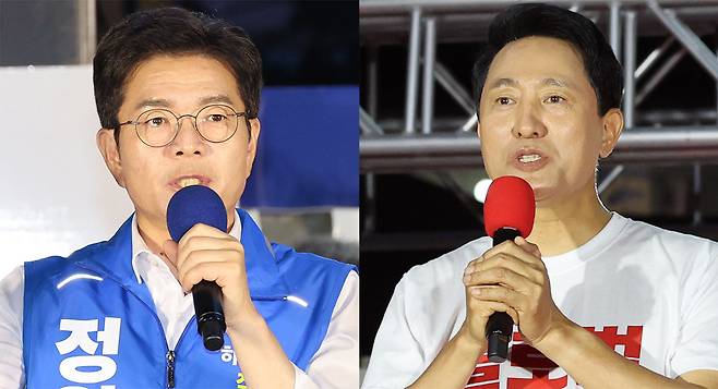 정원오 더불어민주당 서울시장 후보(왼쪽), 오세훈 국민의힘 서울시장 후보. 뉴스1