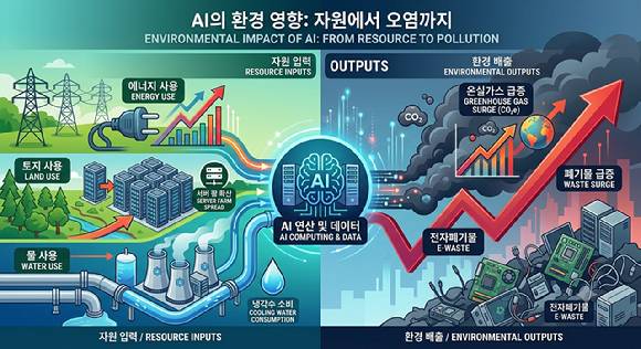 AI의 에너지·토지·물 사용 급증으로 온실가스 배출과 폐기물이 급증할 것으로 예상됐다. [사진=GEMINI]
