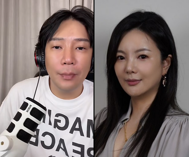 ▲ 가수 겸 프로듀서 MC몽(왼쪽)과 차가원 회장. 출처|MC몽 틱톡 라이브 캡처, 원헌드레드