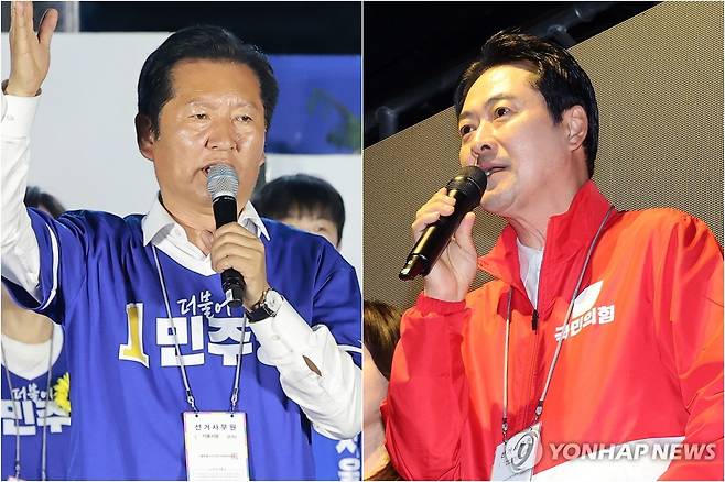 파이널 유세 나선 정청래·장동혁 위원장 (서울·천안=연합뉴스) 신현우 이동해 기자 = 6·3 지방선거를 하루 앞둔 2일 더불어민주당 정청래 총괄상임선거대책위원장(왼쪽)이 서울 청계광장에서 열린 민주당 정원오 서울시장 후보 마지막 유세에 참석해 지지를 호소하고 있는 모습과 국민의힘 장동혁 상임선거대책위원장이 2일 충남 천안시 아라리오 광장 앞에서 열린 6·3 지방선거 충남 파이널 유세에서 본투표 참여와 막바지 지지를 호소하고 있는 모습. 2026.6.2 nowwego@yna.co.kr eastsea@yna.co.kr