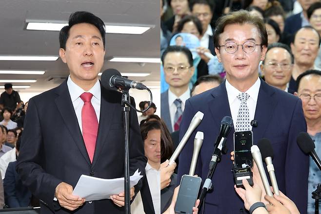 오세훈 서울시장(왼쪽)과 전재수 부산시장 당선인 (서울·부산=연합뉴스) 서대연 강선배 기자 2026.6.4 dwise@yna.co.kr sbkang@yna.co.kr
