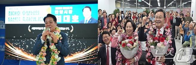 최대호 더불어민주당 안양시장 당선인(왼쪽)과 김성제 국민의힘 의왕시장 당선인(오른쪽)이 '징검다리 4선'이라는 진기록을 세웠다.(최대호, 김성제 당선인 제공. 재판매 및 DB 금지) 2026.6.5/뉴스1