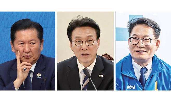 정청래 더불어민주당 대표, 김민석 국무총리, 송영길 전 대표(왼쪽부터) ⓒ시사저널 임준선·박은숙·최준필