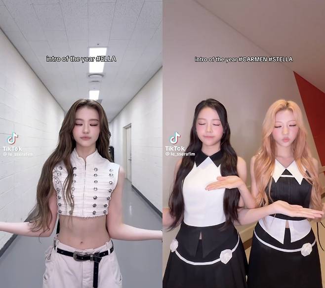 붐팔라 인트로 퍼포먼스는 틱톡 챌린지로까지 이어지며 화제를 모으고 있다/르세라핌(LE SSERAFIM) 공식 틱톡 캡처