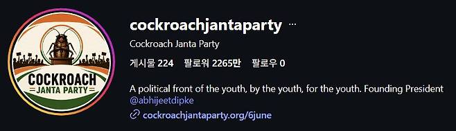 바퀴벌레당 공식 인스타그램 계정. 사진 인스타그램 캡처