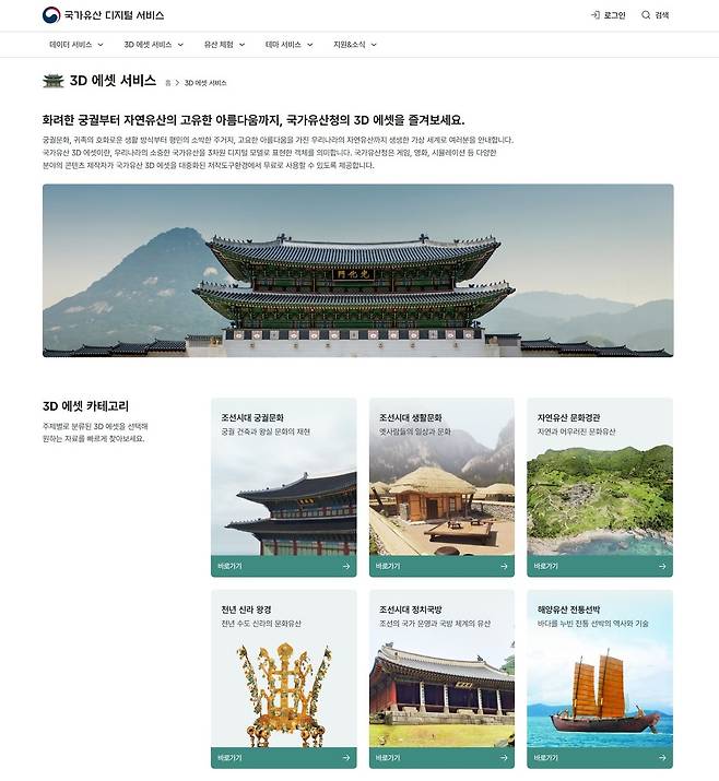 국가유산 디지털 서비스(3D에셋 서비스)(국가유산청 제공)