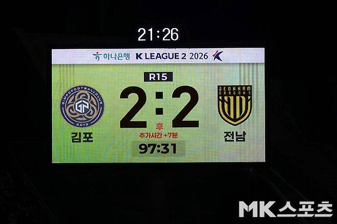 전남 드래곤즈는 6월 7일 김포 FC 원정에서 2-2 무승부를 기록했다. 사진=이근승 기자