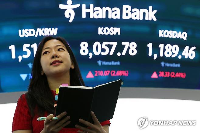 코스피, 8,000선 재돌파 [연합뉴스 자료사진]