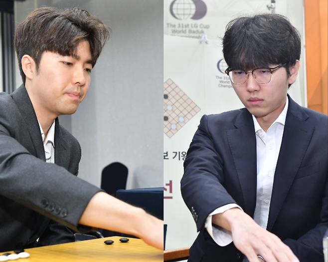 신진서 9단(사진 오른쪽)과 박하민 9단. 한국기원 제공