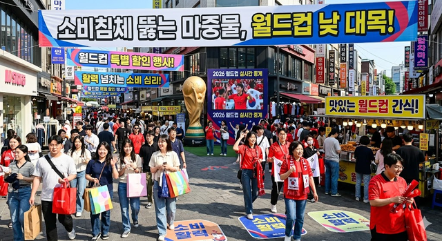 '2026 북중미 월드컵'을 응원하기 위한 '낮 대목'이 그동안의 소비 침체를 뚫는 계기가 될 수 있을 것으로 기대된다. AI 생성 이미지