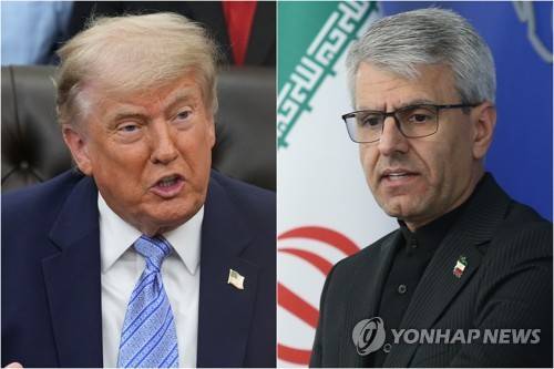 도널드 트럼프 미국 대통령(왼쪽)과 에스마일 바가이 이란 외무부 대변인[AP·신화=연합뉴스 자료사진. 재판매 및 DB 금지]
