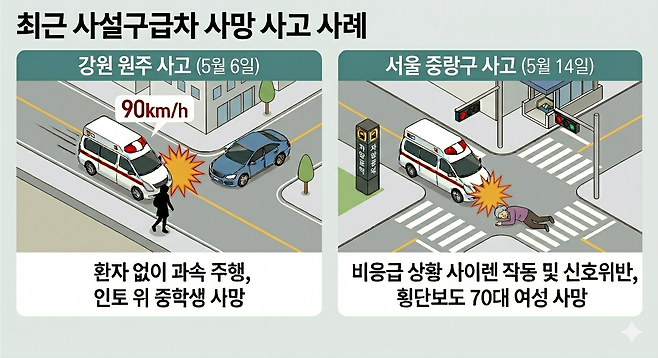 최근 사설구급차 사망 사고 사례. 그래픽=제미나이