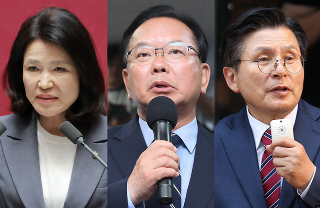 이진숙 국민의힘 의원과 김부겸 전 총리, 황교안 전 총리 [연합뉴스 편집]
