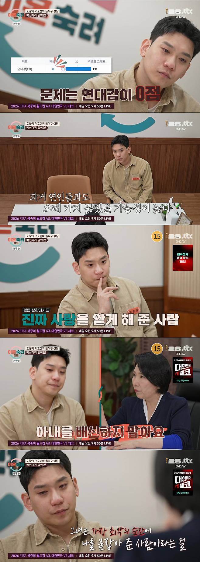 심리상담가 이호선이 '3000원 부부' 남편에게 사업 실패 후 극심한 스트레스에 시달릴 때 아내가 곁을 지켜줬다는 사실을 잊지 말고 이후 상황이 좋아지더라도 아내를 배신하지 말라고 당부했다. /사진=JTBC '이혼숙려캠프' 방송 화면