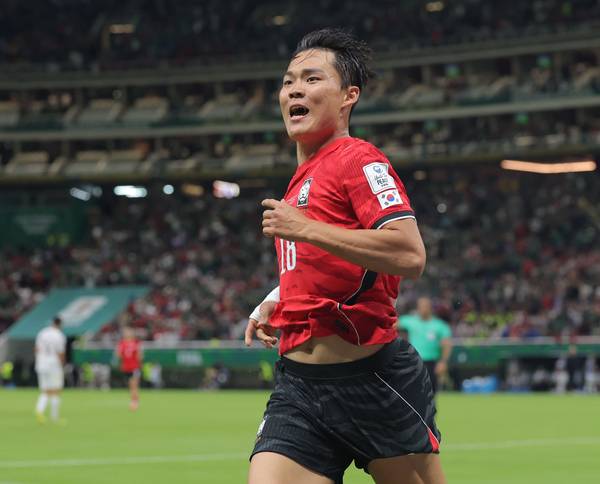 지난 11일(현지시간) 멕시코 사포판 과달라하라 스타디움에서 열린 2026 북중미 월드컵 A조 1차전 한국과 체코의 경기에서 한국 오현규가 후반 팀의 두 번째 골을 넣은 뒤 기뻐하고 있다. 2026.6.12 /사포판[멕시코 할리스코주]=연합뉴스