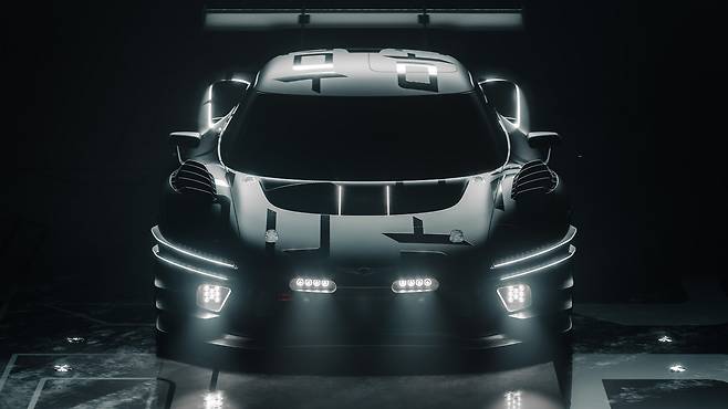 제네시스가 르망 24시간 현장에서 세계 최초로 공개한 마그마 GT3 콘셉트. GT3 기술 규정을 반영해 설계한 레이스카 콘셉트 모델이다. [제네시스 제공]