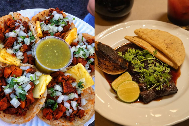 멕시코 음식인 '알 파스토르(Al Pastor)'와 '아라체라(Arrachera)'.(출처='@nonstopeats', '@casa_casco' 인스타그램 캡처)