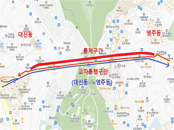 교통 통제 위치도. [사진=부산광역시]