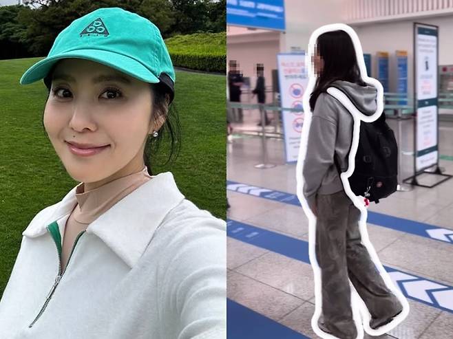 방송인 박지윤의 딸이 출국하고 있다. / 사진=박지윤 SNS