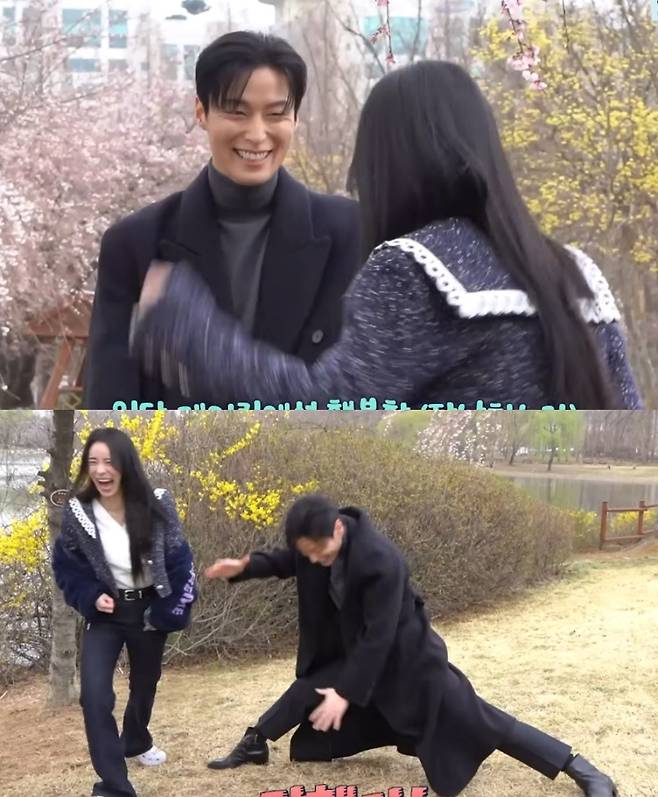 ▲ 임지연과 허남준이 촬영장 밖에서도 유쾌한 호흡을 자랑했다. 출처|SBS ‘멋진 신세계’ 메이킹 영상