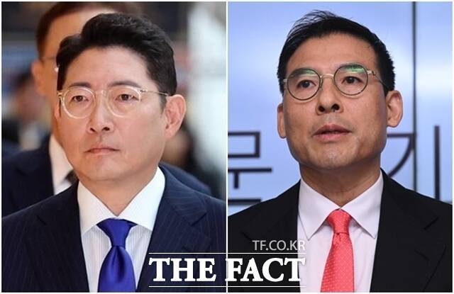 조현문 전 효성 부사장(오른쪽)의 강요 미수 혐의 재판에서 고소인 조현준 회장에 대한 증인신문은 오는 8월 21일 진행될 예정이다. /뉴시스·더팩트 DB