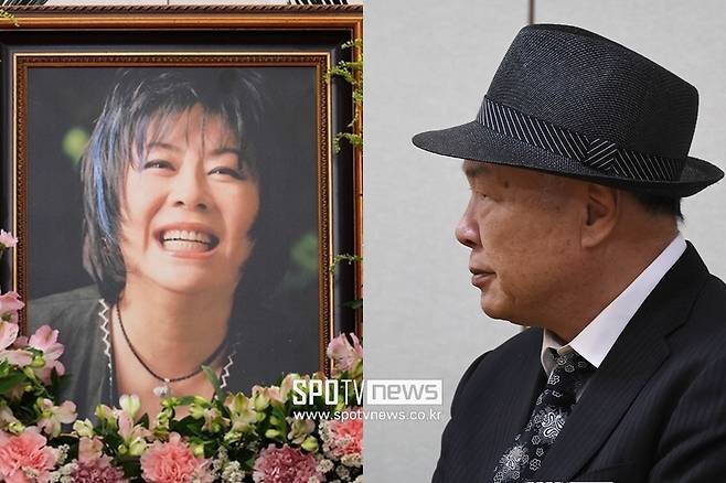 ▲ 가수 고 옥희 영정(왼쪽), 빈소를 지키고 있는 남편 홍수환. ⓒ사진공동취재단